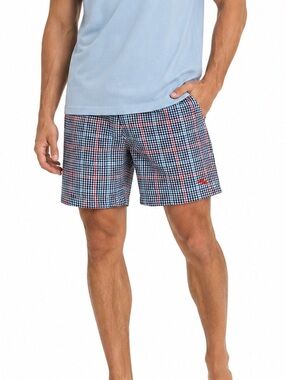 Tommy Bahama Relax Mens Swim Trunks Size Medium Blue Red Lined Pockets Summer